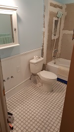 Wainscoting Roughed In, Lighting, And Cabinet