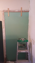The New Drywall Cut To Fit Temporarily Installed
